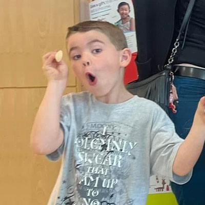 young boy having fun